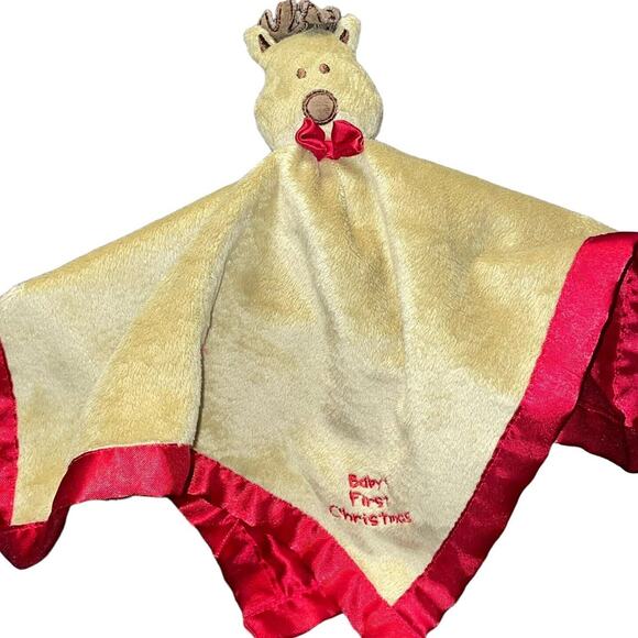 Baby Essentials Reindeer Lovey Security Blanket Rattle Satin 1st Christmas 14” - Picture 12 of 12